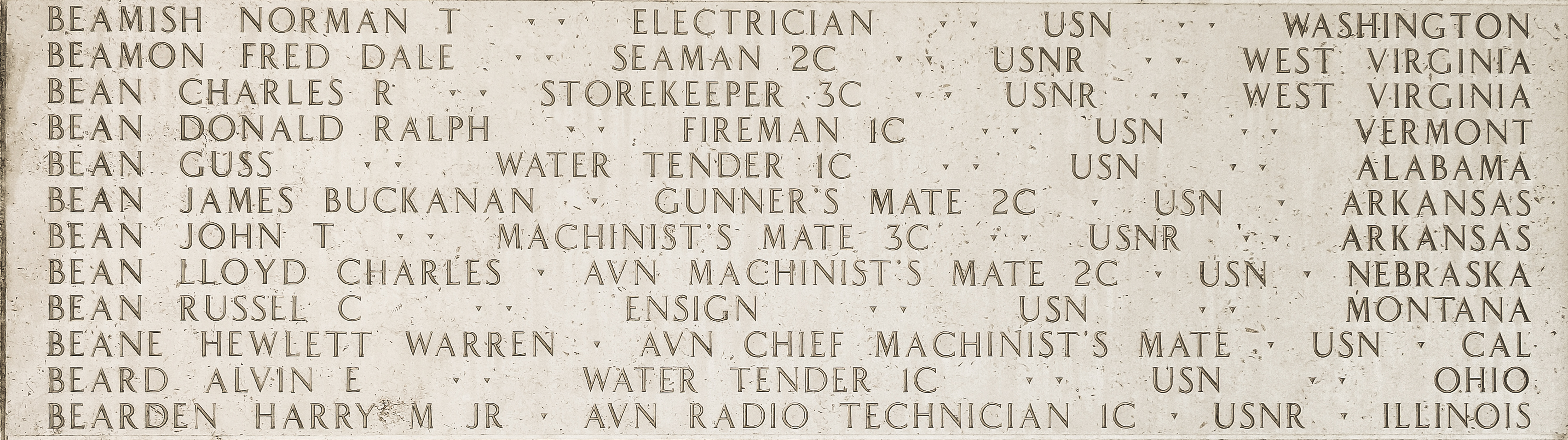 Alvin E. Beard, Water Tender First Class